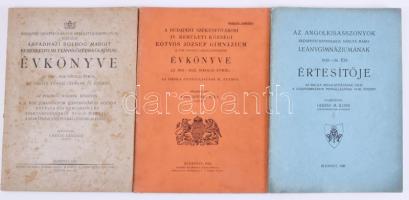 1936-1941 3 db fővárosi tanintézeti, iskolai értesítő könyv