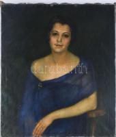 Jelzés nélkül, 1920-40 körül működött festő: Divatos art deco hölgy brossal. Olaj, vászon. 80×70 cm