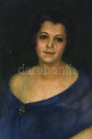 Jelzés nélkül, 1920-40 körül működött festő: Divatos art deco hölgy brossal. Olaj, vászon. 80×70 cm