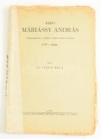 Iványi Béla: Báró Máriássy András táborszernagy, a Mária Terézia-rend lovagja 1757-1846. Pécs, 1937. Dunántúl Pécsi Egyetemi Könyvkiadó és Nyomda Rt. 157 + [1] p. Egyetlen kiadás. Fűzve, kiadói borítóban. ragasztott gerinccel, egy két sérült lappal, ceruzás beírásokkal