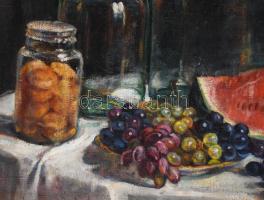 J. Fehér Kató (1897-): Dinnyés csendélet. Olaj, vászon, jelzett. Proveniencia: Saphier-gyűjtemény. D...