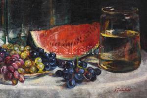 J. Fehér Kató (1897-): Dinnyés csendélet. Olaj, vászon, jelzett. Proveniencia: Saphier-gyűjtemény. D...