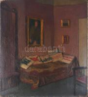 Palcsó Dezső (1887-1966): Szobarészlet festményekkel, 1956. Olaj, vászon, jelezve balra lent. Proven...