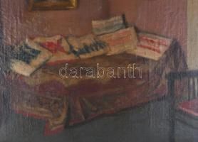 Palcsó Dezső (1887-1966): Szobarészlet festményekkel, 1956. Olaj, vászon, jelezve balra lent. Proven...