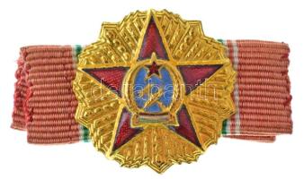 1949. "Magyar Népköztársasági Érdemrend I. fokozata" zománcozott, aranyozott bronz kitüntetés miniatűrje szalagsávval (25mm) T:AU Hungary 1949. "Order of Merit of the Hungarian People's Republic, 1st Grade" enamelled, gilt bronze miniature decoration, with ribbon (25mm) C:AU NMK 529.