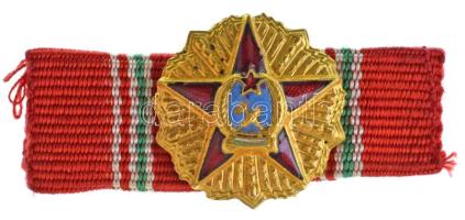 1949. "Magyar Népköztársasági Érdemrend II. fokozata" zománcozott, aranyozott bronz kitüntetés miniatűrje szalagsávval (20mm) T:AU Hungary 1949. "Order of Merit of the Hungarian People's Republic, 2nd Grade" enamelled, gilt bronze miniature decoration, with ribbon (20mm) C:AU NMK 530.