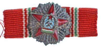 1949. "Magyar Népköztársasági Érdemrend III. fokozata" zománcozott, aranyozott bronz kitüntetés miniatűrje szalagsávval (20mm) T:AU Hungary 1949. "Order of Merit of the Hungarian People's Republic, 3rd Grade" enamelled, gilt bronze miniature decoration, with ribbon (20mm) C:AU NMK 531.