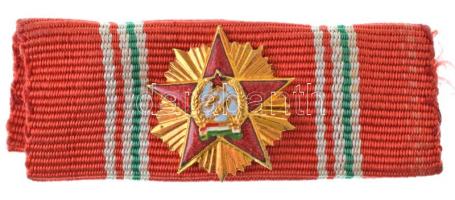 1949. "Magyar Népköztársasági Érdemrend V. fokozata" zománcozott, aranyozott bronz kitüntetés miniatűrje szalagsávval (16mm) T:AU Hungary 1949. "Order of Merit of the Hungarian People's Republic, 5th Grade" enamelled, gilt bronze miniature decoration, with ribbon (16mm) C:AU NMK 533.