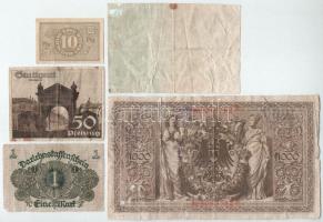 Németország vegyes, 5db-os bankjegytétel, közte Stuttgart 1921. 50pf + Német Szövetségi Köztársaság ...