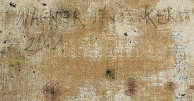 Wagner János (1936-2022): Kert (Éjszakai történet). Olaj, vászon, jelezve jobbra lent: Wagner. Hátol...