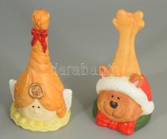 2 darab mesefigurás porcelán csengő, hibátlan, m: 16,5 cm