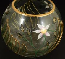 Zománcfestett mécsestartó és csengő, hibátlan, m: 10 cm alatt