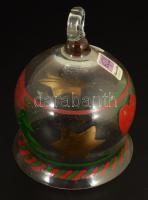 Zománcfestett mécsestartó és csengő, hibátlan, m: 10 cm alatt