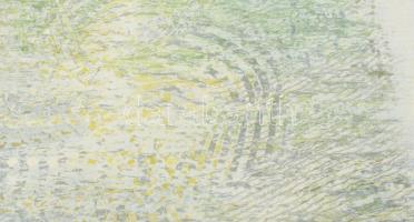 Wagner János (1936-2022): Vízgyűrűk. Akril, fa, jelezve jobbra lent: Wagner. Hátoldalán autográf fel...