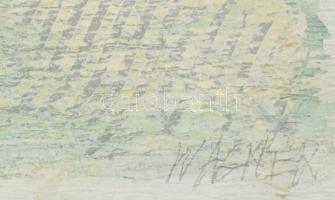 Wagner János (1936-2022): Vízgyűrűk. Akril, fa, jelezve jobbra lent: Wagner. Hátoldalán autográf fel...