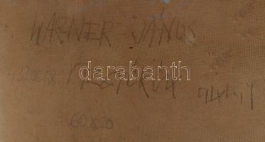 Wagner János (1936-2022): Vízgyűrűk. Akril, fa, jelezve jobbra lent: Wagner. Hátoldalán autográf fel...