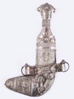 Dísz kindzsál, ezüsttartalmú szerelékkel, h: 19 cm