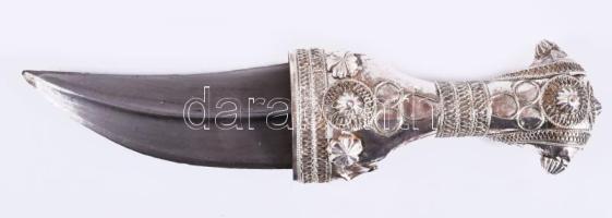 Dísz kindzsál, ezüsttartalmú szerelékkel, h: 19 cm