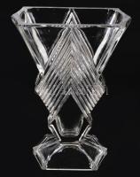 cca 1940 Art deco cseh váza, jelzés nélkül, m: 20,5 cm