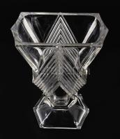 cca 1940 Art deco cseh váza, jelzés nélkül, m: 20,5 cm