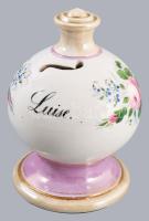 Régi francia porcelán persely, jelzés nélkül, hibátlan, m: 14 cm