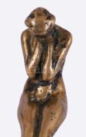 Szecessziós bronz figurális pecsételő, AL monogrammal, m: 8,5 cm