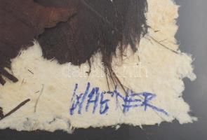 Wagner János (1936-2022): Kiterjedés II. (cím nélkül). Pálmalevél, merített papír, jelezve jobbra le...