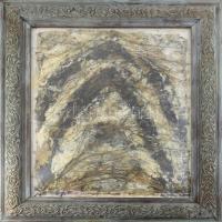 Wagner János (1936-2022): Lecsurgás. Akril, szalma, merített papír, jelezve jobbra lent: Wagner János, Lecsurgás. 70x55 cm. Fakeretben.