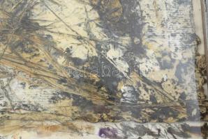 Wagner János (1936-2022): Lecsurgás. Akril, szalma, merített papír, jelezve jobbra lent: Wagner Jáno...