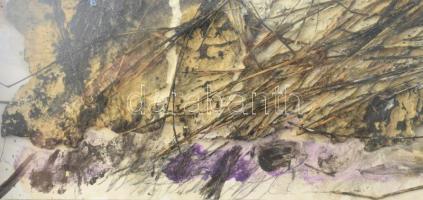 Wagner János (1936-2022): Lecsurgás. Akril, szalma, merített papír, jelezve jobbra lent: Wagner Jáno...