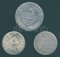 Ausztria 1849A 6Kr Ag T:3 + 1926 1/2Sch Ag T:1/2 apró ph.+ 1961 5Sch Ag T:1/2