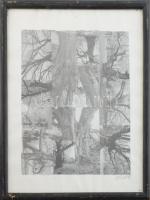 Wagner János (1936-2022): Bartók, Mandarin. Kollázs, papír, jelezve jobbra lent: Wagner. 35x28 cm. Üvegezett fakeretben.