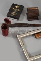 Vegyes bolha tétel, közte csengő, zenedoboz, levélnyitó, kilincs, kártya, stb