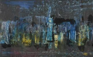 Wagner János (1936-2022): Sorok. Akril, farost, jelezve jobbra lent: Wagner. Hátoldalán autográf fel...