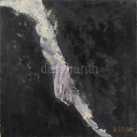 Wagner János (1936-2022): Hasíték (Illumináció III./Illumination). Olaj, enkausztika, vászon, jelezve jobbra lent: Wagner. Hátoldalán autográf felirattal. Reprodukálva: Wehner Tibor: Wagner, 1993, CP Studio Nyomda, oldalszám nélkül. 50x50 cm.