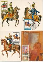 12 db MODERN Carte Maximum (CM) képeslap alkalmi bélyegzésekkel, közte 6 db a Magyar huszárok soroza...