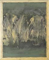 Wagner János (1936-2022): Gesztusok (cím nélkül), 1990 körül. Olaj, enkausztika, vászon, jelezve jobbra lent: Wagner. Apró felületi sérüléssel. Fakeretben. 50x40 cm.