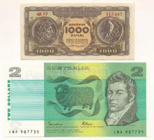 Ausztrália DN(1974-1985) 2$ + Görögország 1953. 1000Dr T:AU-VF  Australia ND(1974-1985) 2 Dollars + Greece 1953. 1000 Drachmai C:AU-VF Krause P#43, 326b