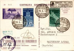 1947 Verona, 8a Giornata Italiana del Francobollo. E. Pollice No. 515. / nyolcadik olasz bélyegnap, ...
