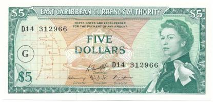 Kelet-Karibi Államok DN (1965) 5$ "G" T:UNC East Caribbean States ND (1965) 5 Dollars "G" C:UNC Krause P#14h
