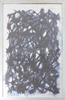 Wagner János (1936-2022): Szövevény (Szárnyak csapkodása). Akril, papír, jelezve balra lent: Wagner. Hátoldalán autográf felirattal. Plexiüvegezett fakeretben. 70x50 cm.