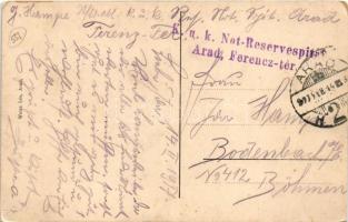 1917 Arad, Minorita palota, templom, emlékmű, autóbusz. Weisz Leó kiadása / palace, street, monument...