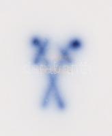 Meissen antik kézzel festett teás csésze, aljjal, jelzett, aranyozáson kopással, kardos jelzés, d: 1...