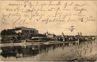 1915 Roudnice nad Labem, Raudnitz an der Elbe; Vydal R. Kaska / general view, bridge, CESKY ATHLETIC CLUB (EK)