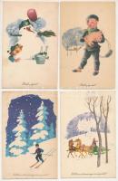 21 db MODERN motívum képeslap: karácsonyi és újévi üdvözlőlapok (Képzőművészeti Alap 50 filléres lap...