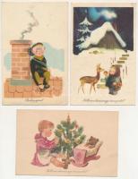 21 db MODERN motívum képeslap: karácsonyi és újévi üdvözlőlapok (Képzőművészeti Alap 50 filléres lap...