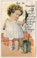 1925 Frantiskovy Lázne, Franzensbad; Verlag E. A. Götz / child with leporellocard with 10 mini images (creases)