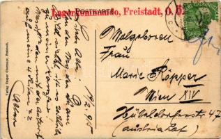 1915 Freistadt, Linzertor. Verlag Caspar Obermayr / gate + "Lagerkommando, Freistadt, O. Ö.&quo...