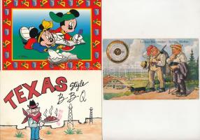 21 db MODERN motívum képeslap: poén, humor, rajzfilm; vegyes minőségben, közte pár régi