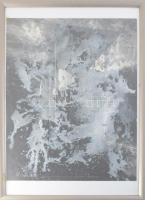 Wagner János (1936-2022): Jégvilág I, 2020. Akril, vegyes technika, papír, jelezve balra lent: Wagner. Hátoldalán autográf felirattal. Reprodukálva: Wehner Tibor: Wagner János. Bp., 2020, Virtual Market Kft, 155. oldal. Plexiüvegezett fakeretben. 60x48 cm.